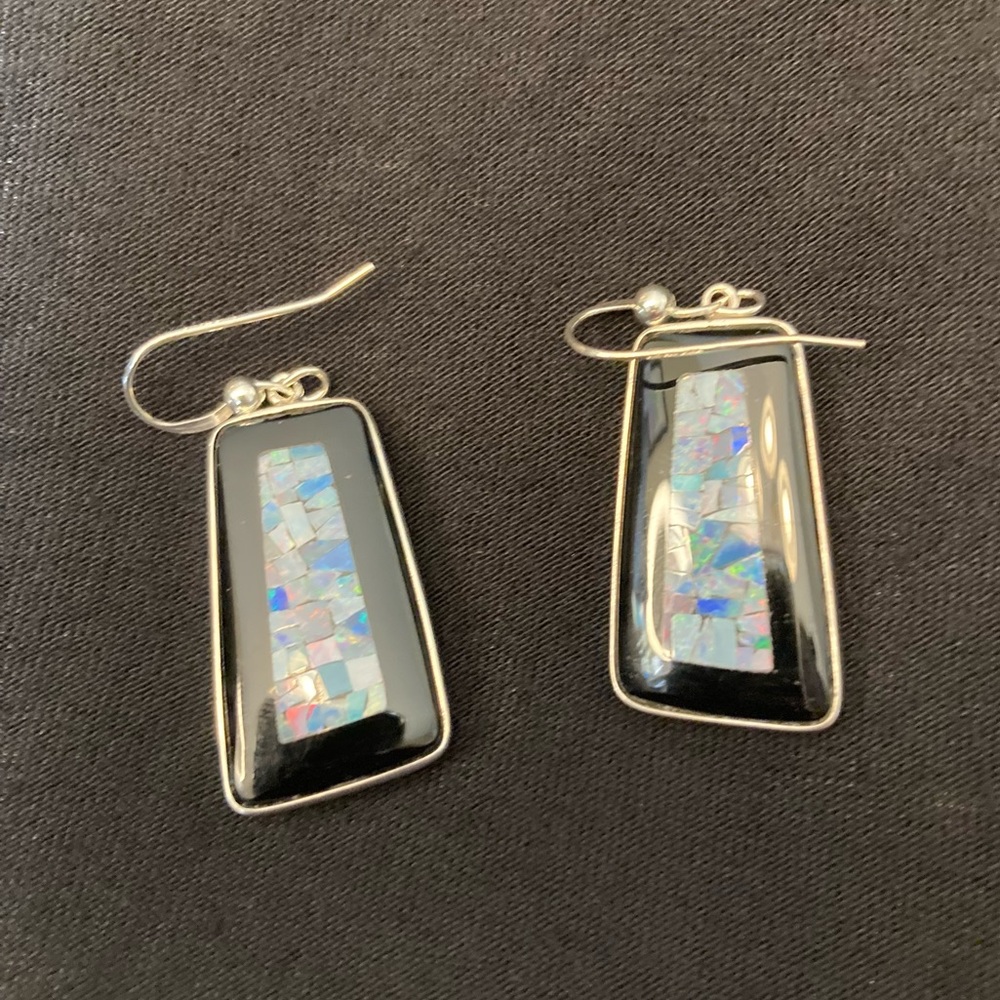 Jay King Micro Opal Inlay Black Earrings